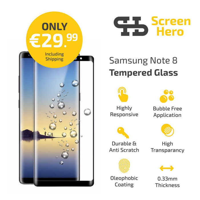 Samsung Galaxy Note 8 Tempered Glass Screen Protector from Screen Hero - ScreenHero_ie